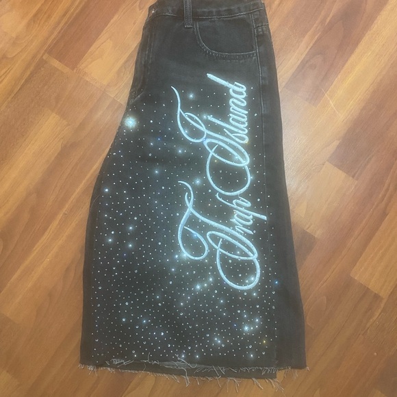 Black Rhinestone Jorts - Picture 2 of 5